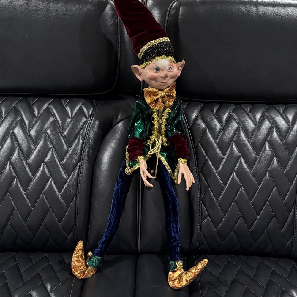 Robert Stanley Festive Posable Christmas Elf Doll with Velvet Outfit 23”